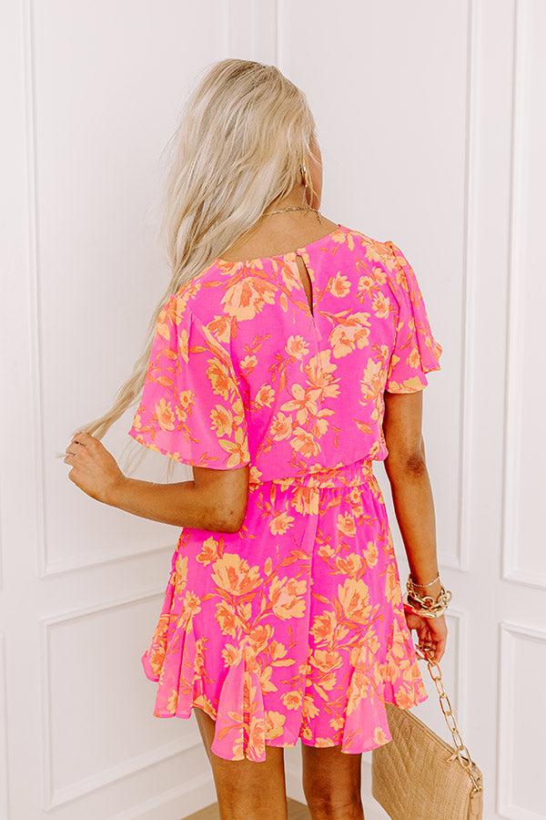 Sassy And Sweet Floral Romper In Neon Pink Product Image
