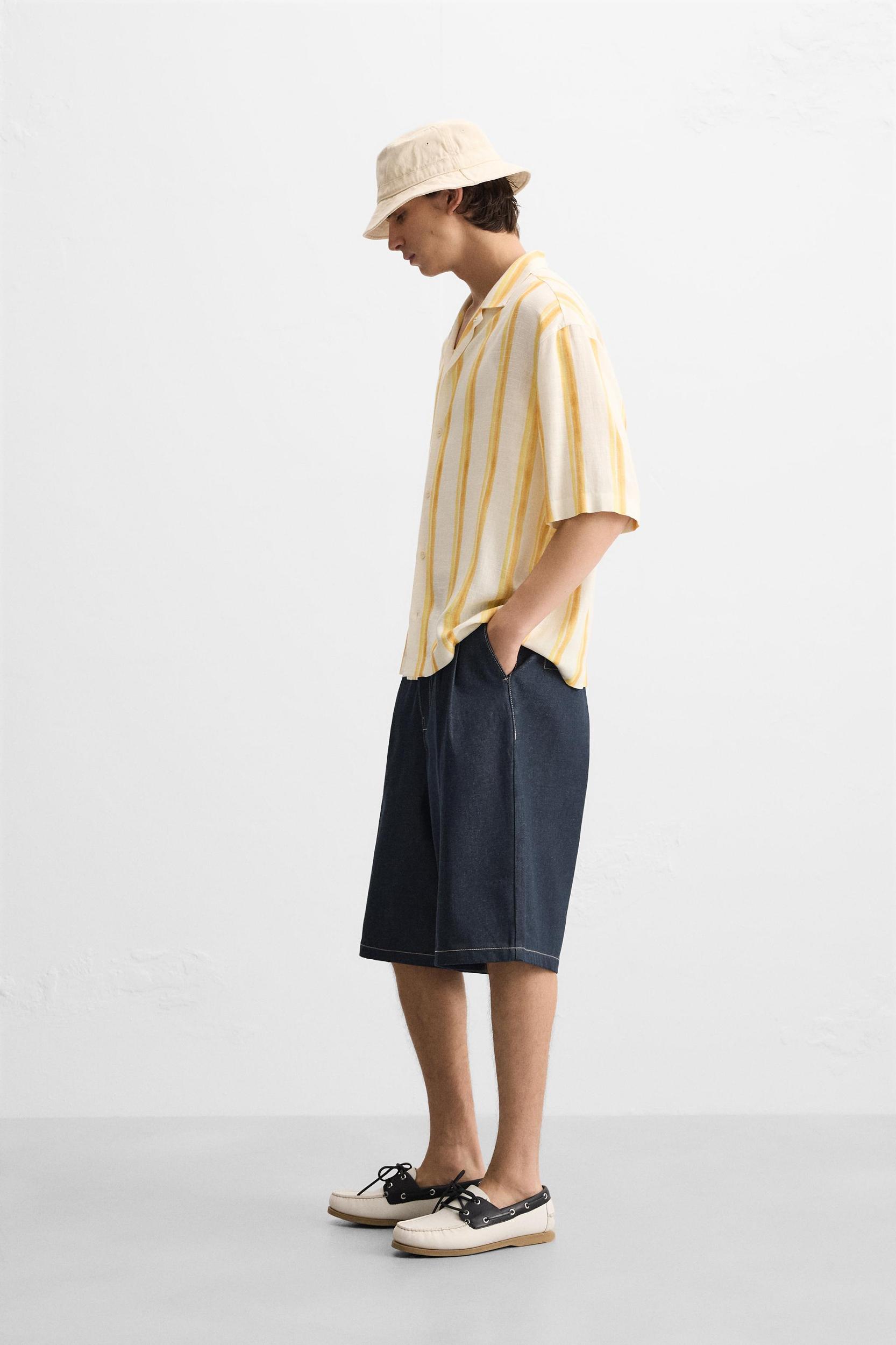 VISCOSE LINEN STRIPED SHIRT Product Image