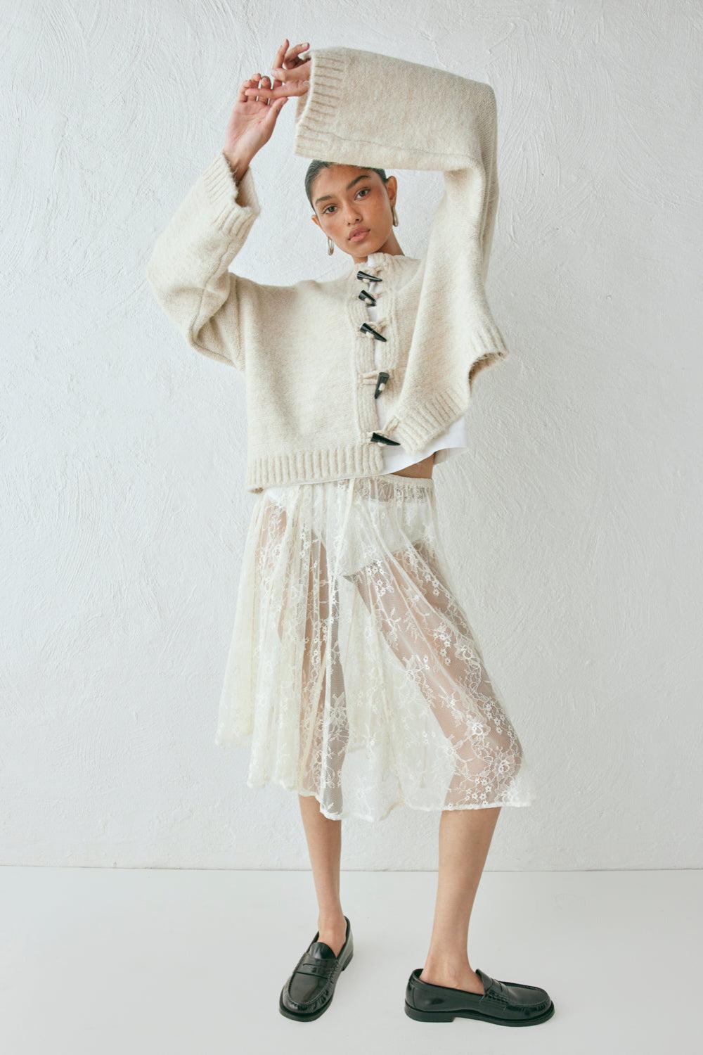 Leni Knit Cardigan Oat Marle Product Image