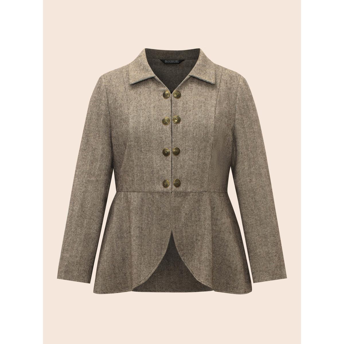 Plus Size Lapel Collar Metal Detail Jacket Women Multicolor Button Bodycon Everyday Jackets BloomChic 22-24/3X Product Image