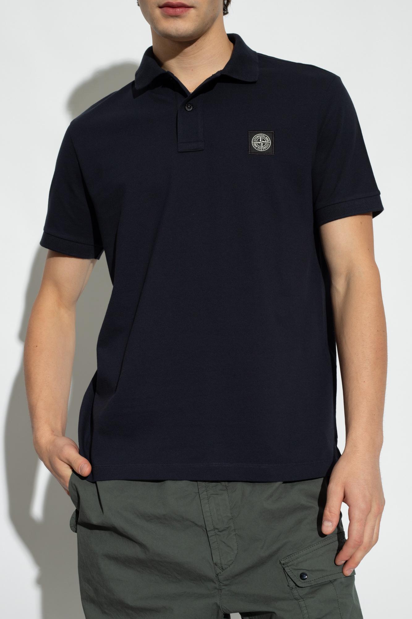 STONE ISLAND Mens Black Brand-patch Regular-fit Stretch-cotton Polo Shirt Xl Product Image