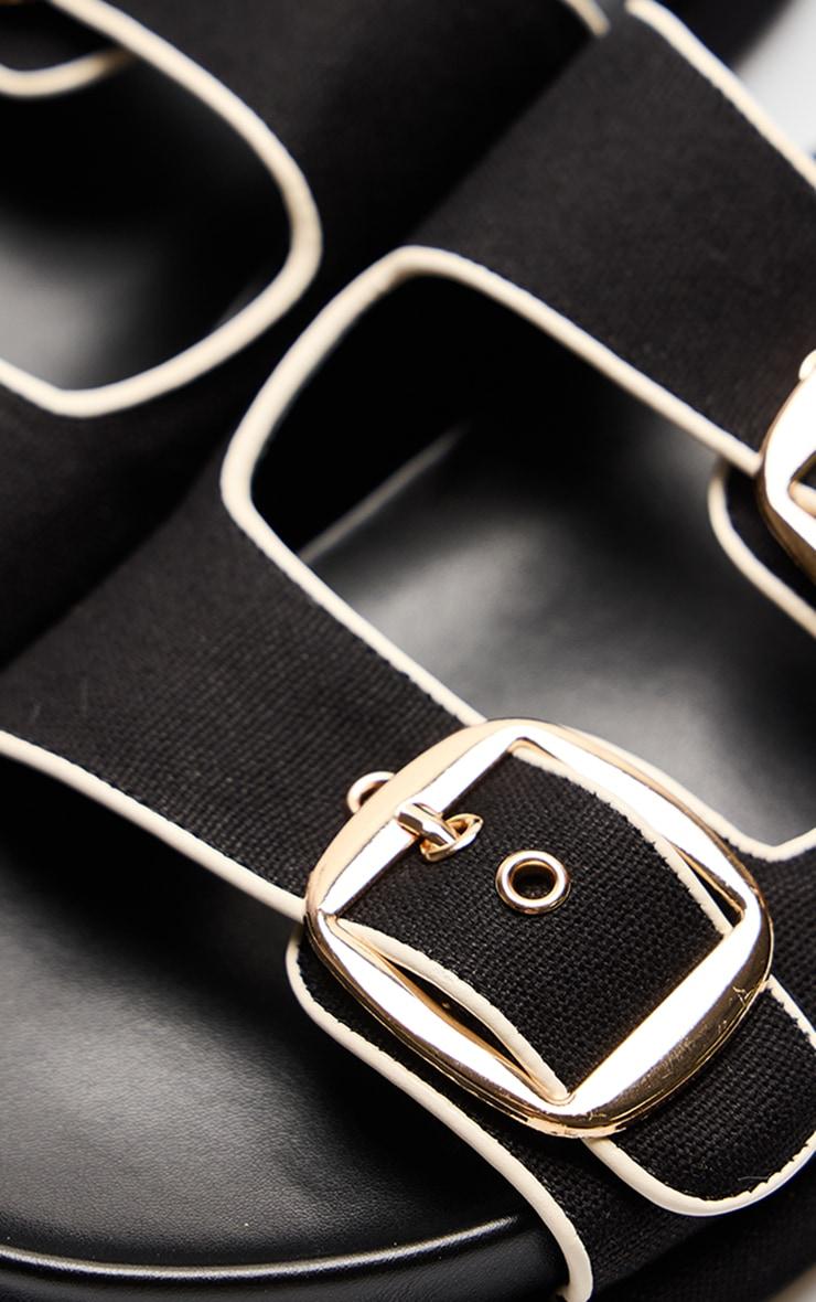 Black Contrast Woven Buckle Footbed Sandals Product Image