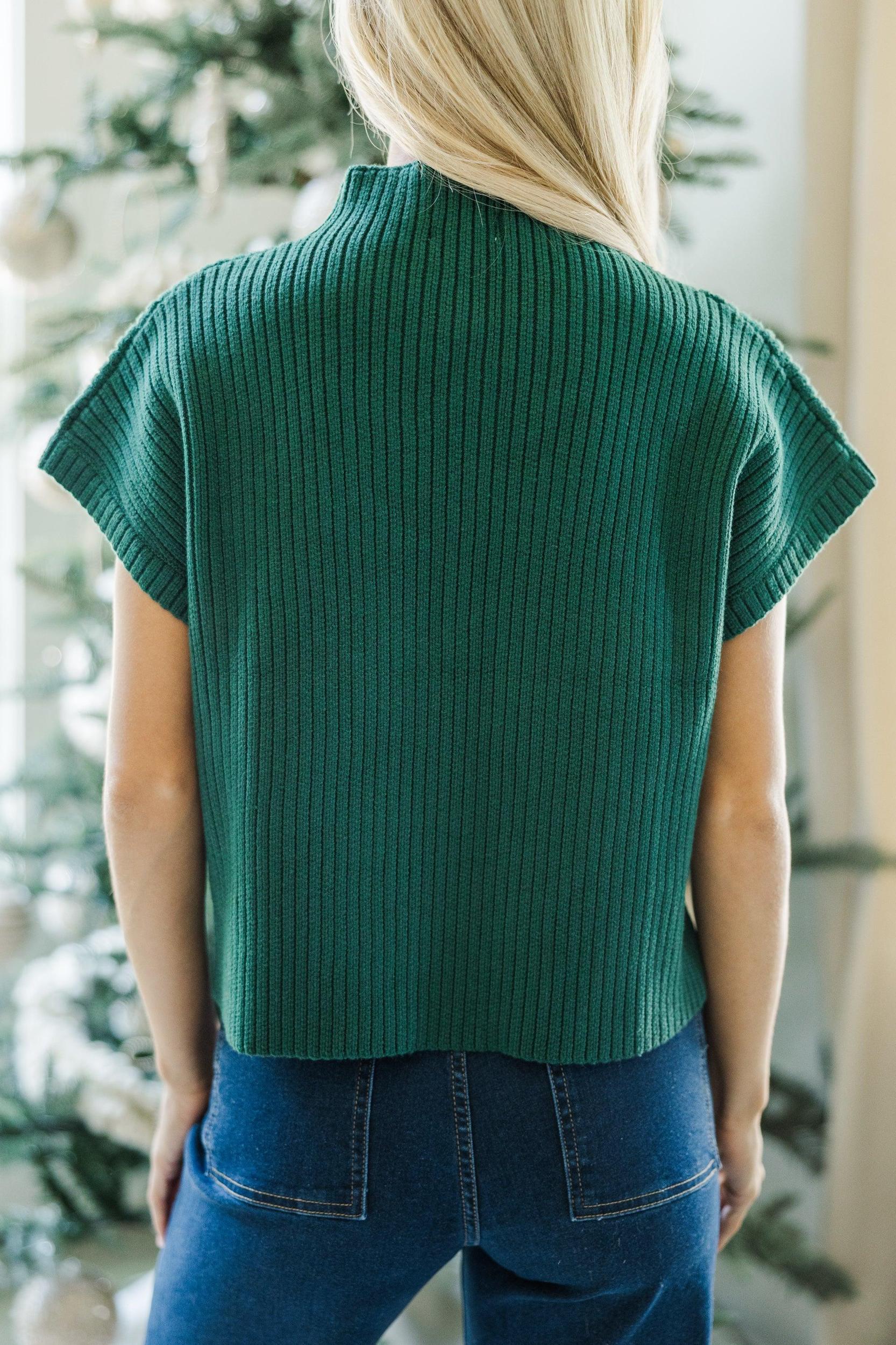 See You There Emerald Green Short Sleeve Sweater Female Product Image