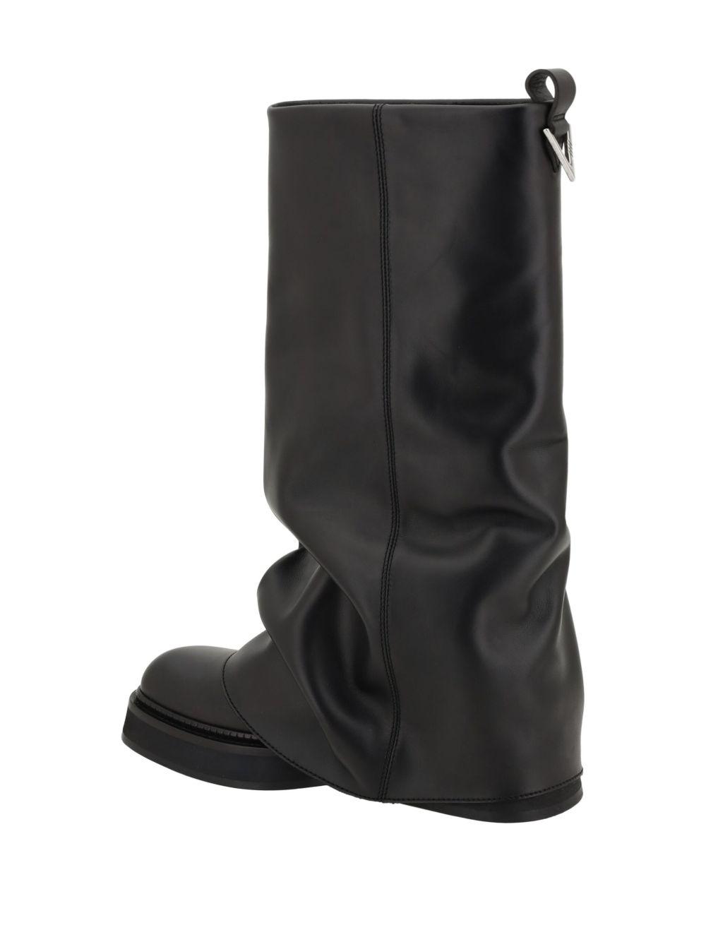 ATTICO Robin Layered Leather Knee Boots In Black Product Image