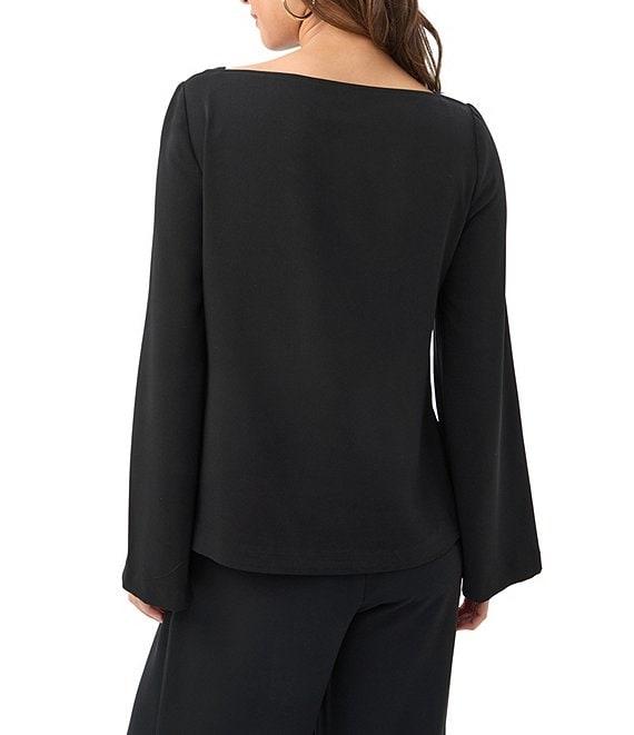 Trina Turk Sarese Georgette Coordinating Boat Neck Long Bell Sleeve Top Product Image