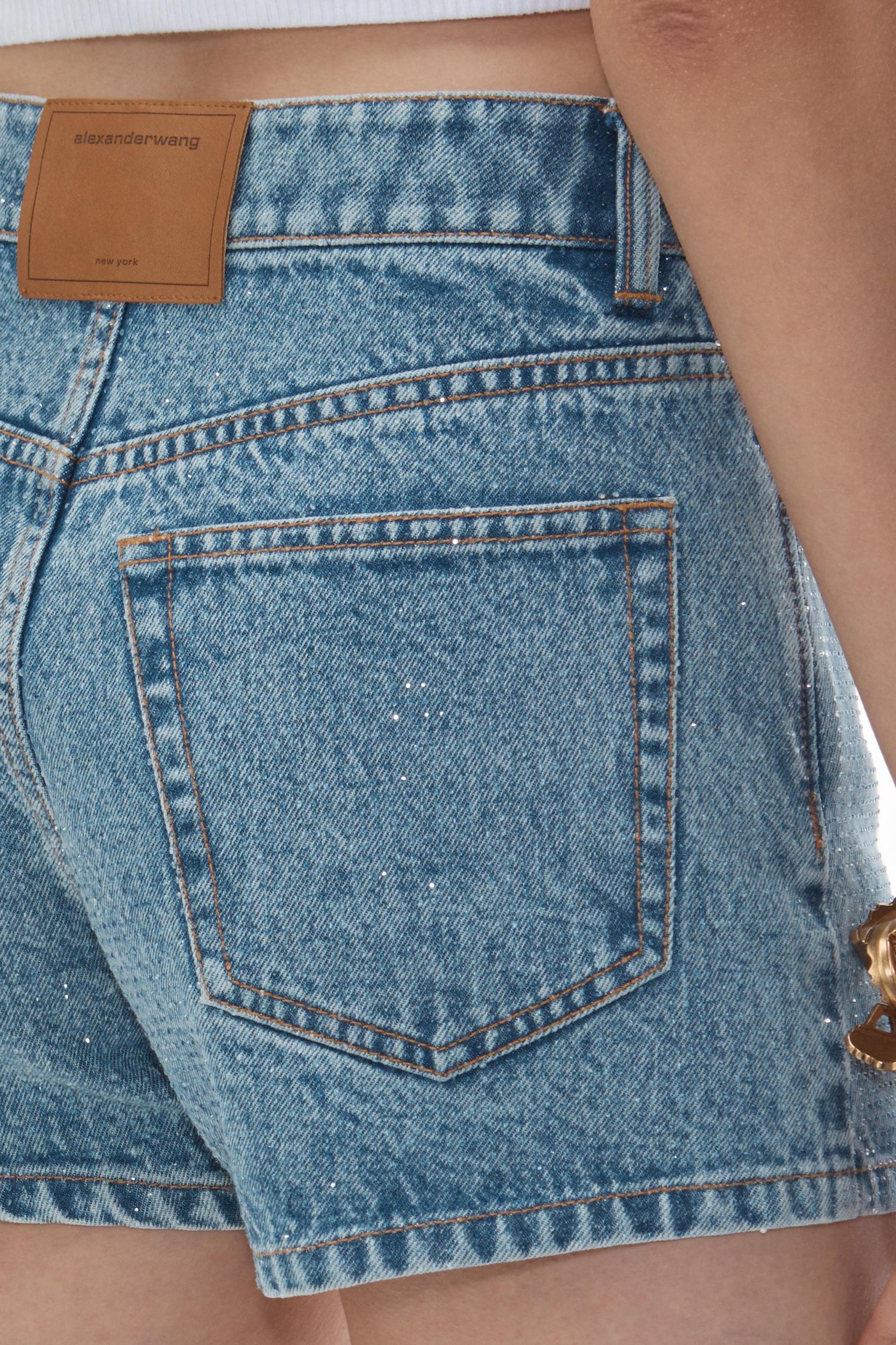 Clear Hotfix High-rise Denim Short Product Image