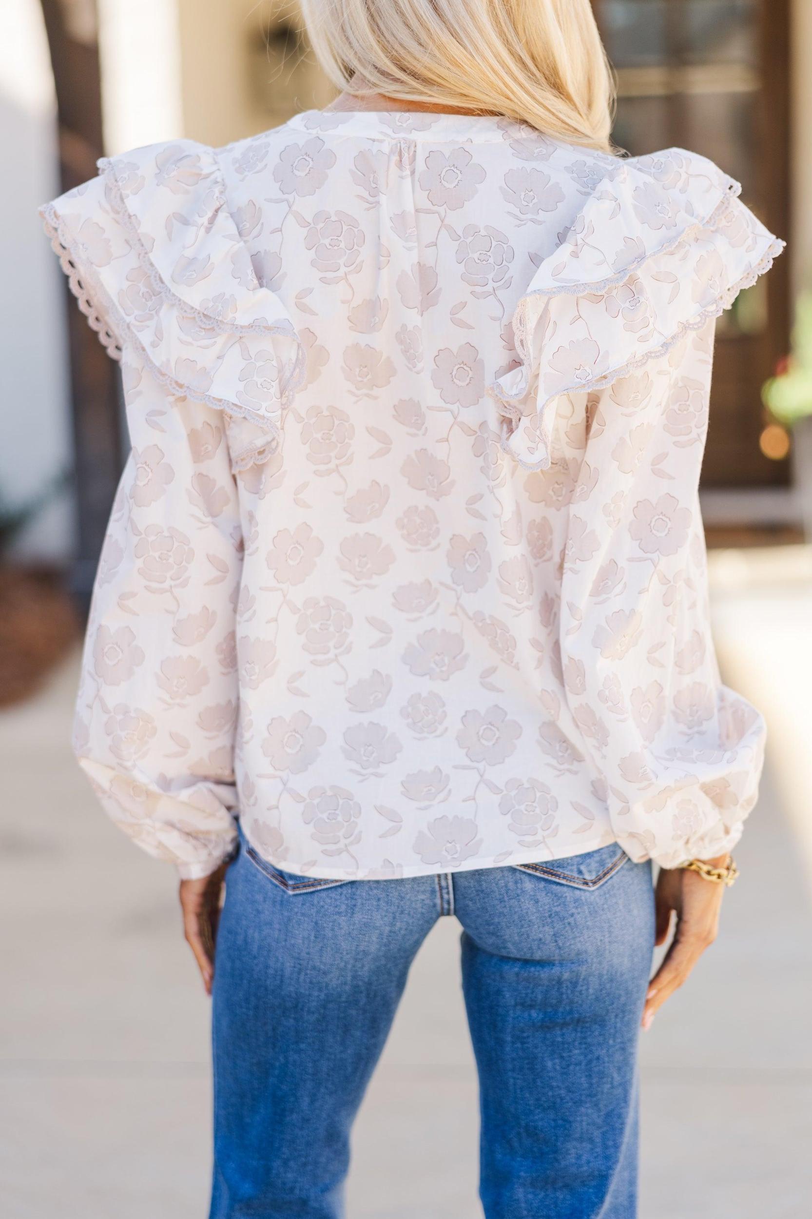 The Rendezvous Cream Floral Blouse Female Product Image