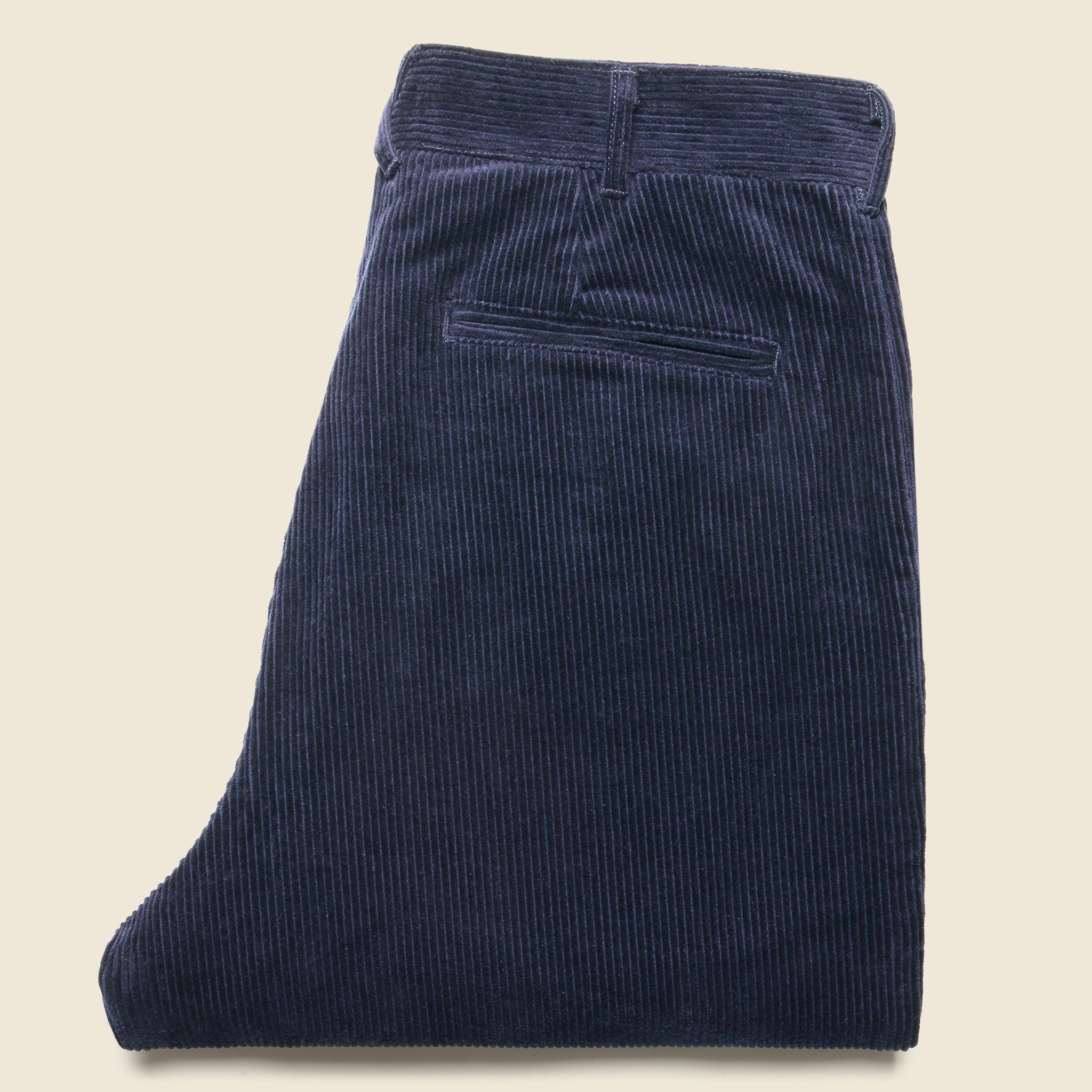 Corduroy Pleated Pant - Navy Product Image