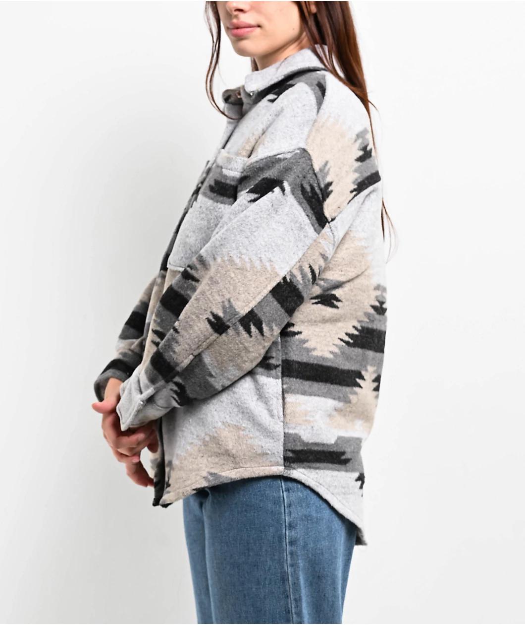 STOOSH Aztec Grey Button Up Jacket Product Image