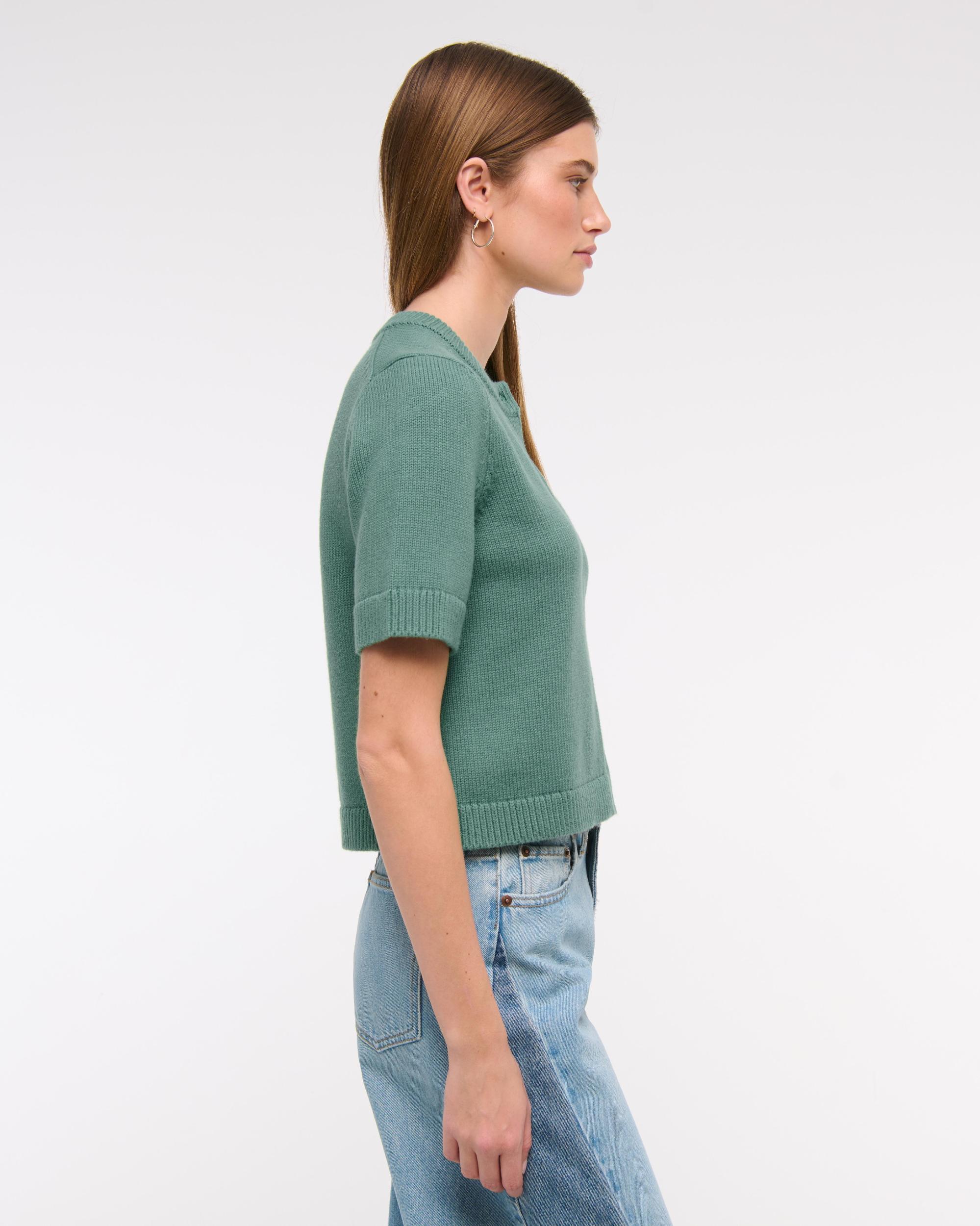 Short-Sleeve Crew Cardigan Product Image