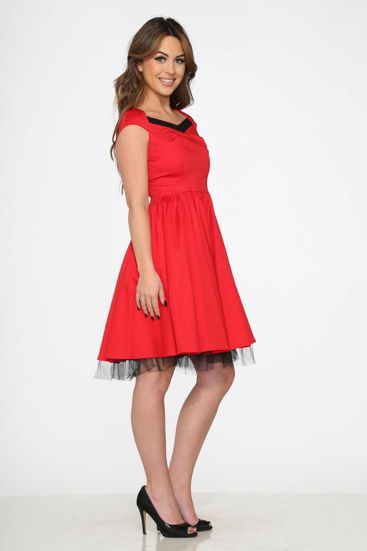 Red & Black Trim Swing Dress Product Image