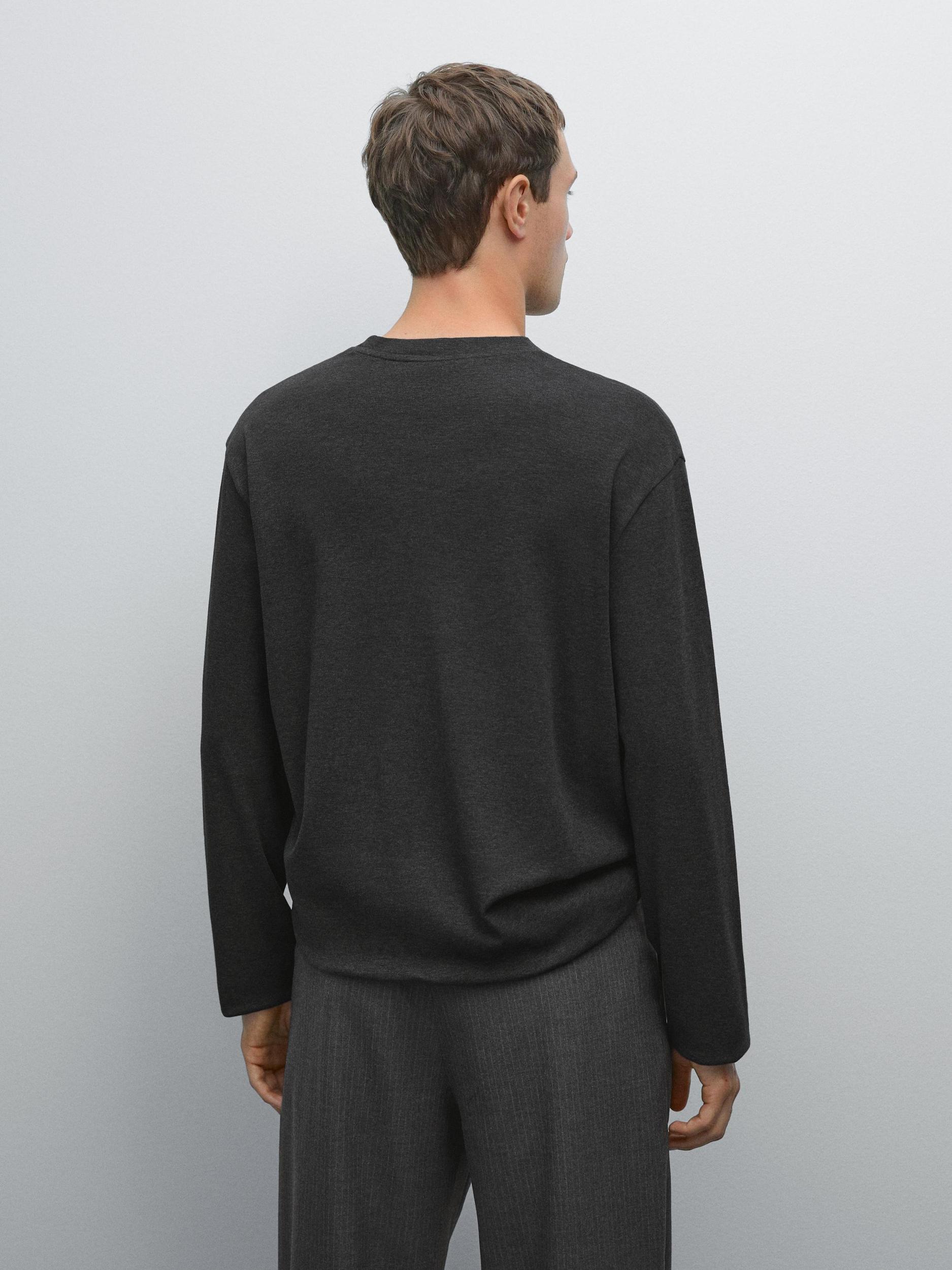 Long sleeve medium weight cotton T-shirt Product Image