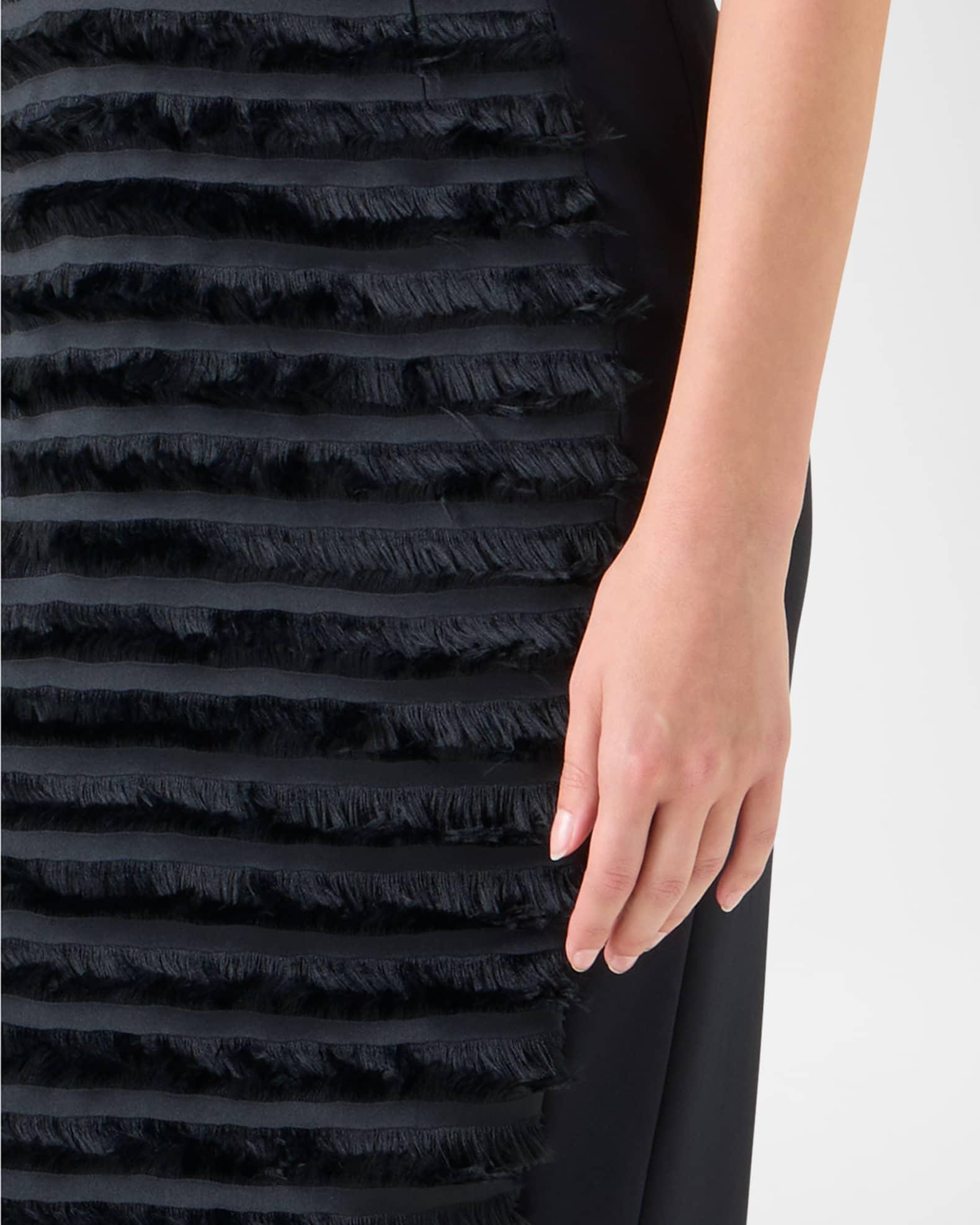 Striped Fringe Techno Taffeta Sleeveless Dress Product Image
