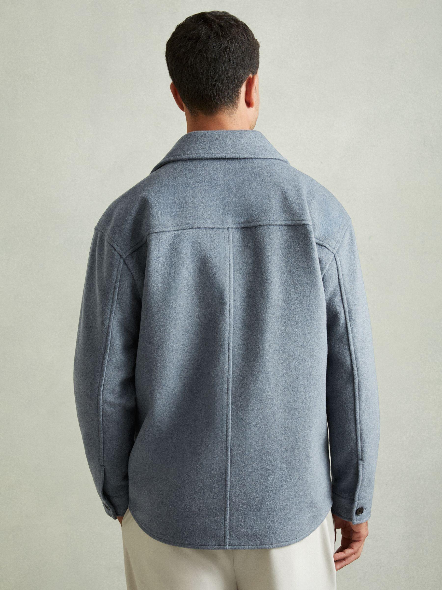 Wool-Blend Melton Overshirt in Airforce Blue Product Image