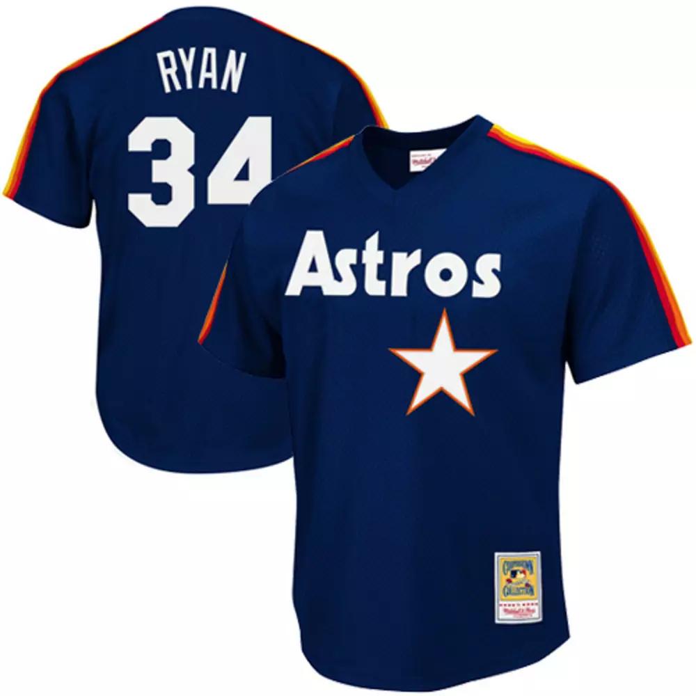 Men's Mitchell & Ness Nolan Ryan Navy Houston Astros 1988 Authentic Cooperstown Collection Mesh Batting Practice Jersey,  Product Image