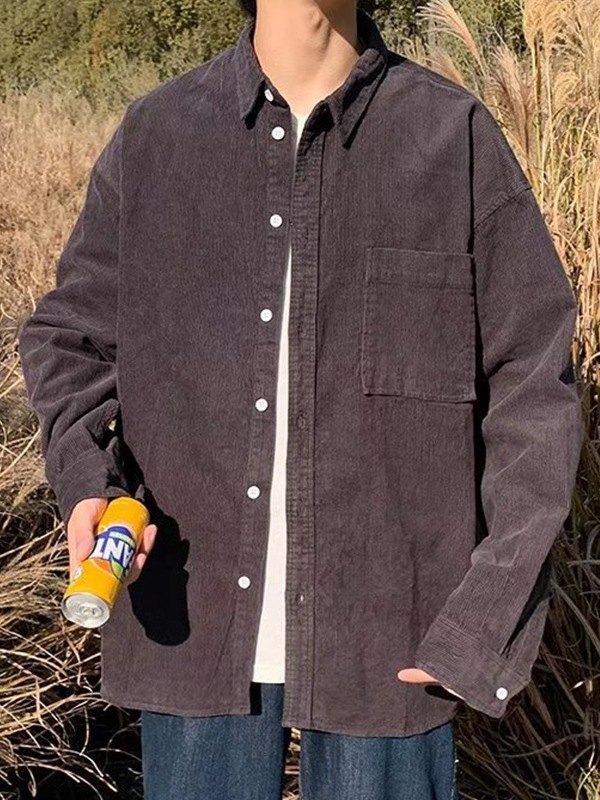 Men's Corduroy Button Down Shirt Jacket Product Image