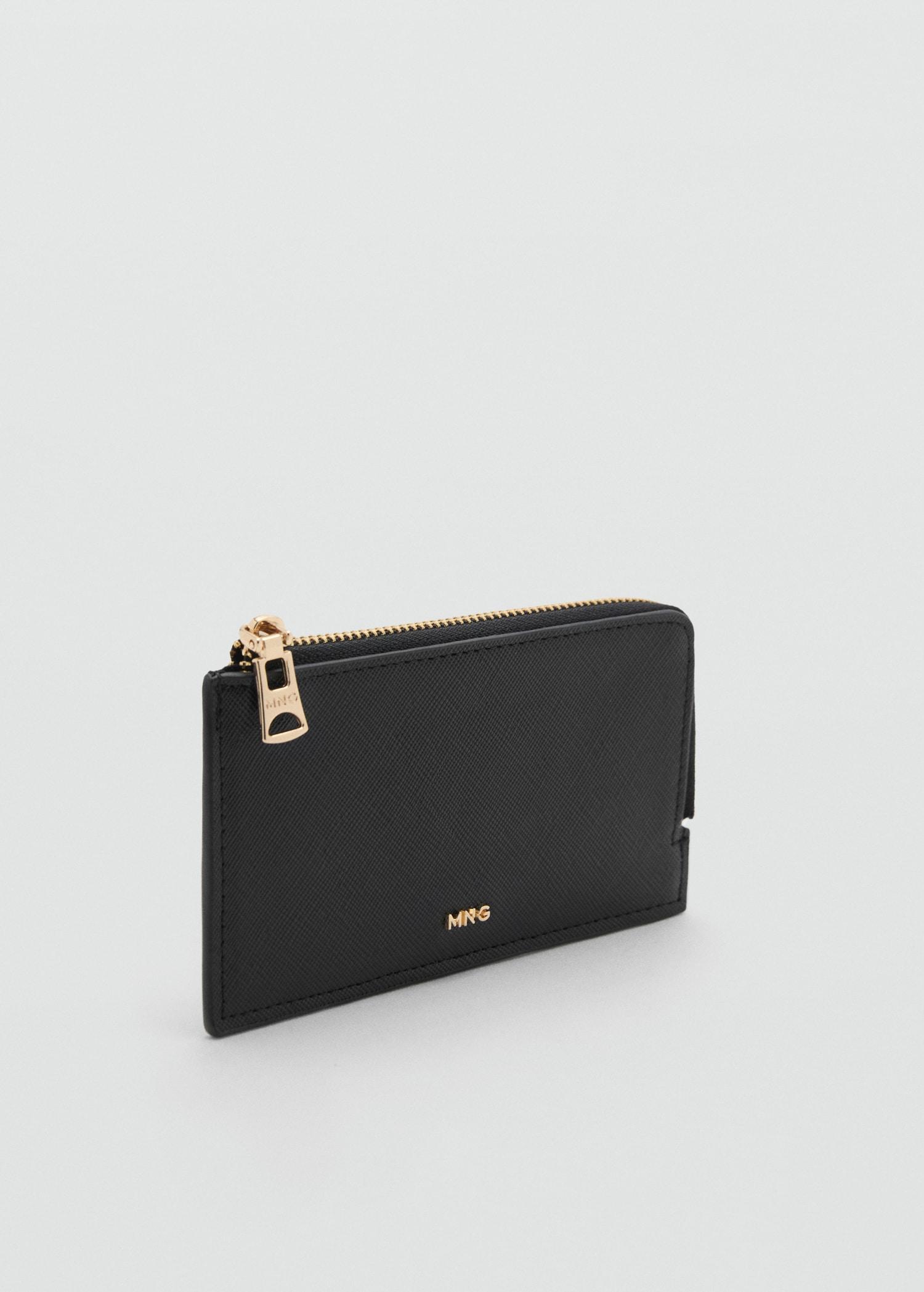 Saffiano-effect card holder with zipper - Women | MANGO USA Product Image