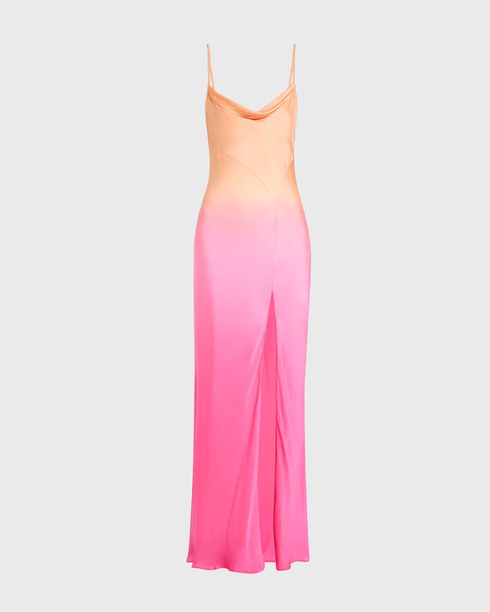 Nadine Ombre Silk Cowl-Neck Maxi Slip Dress Product Image