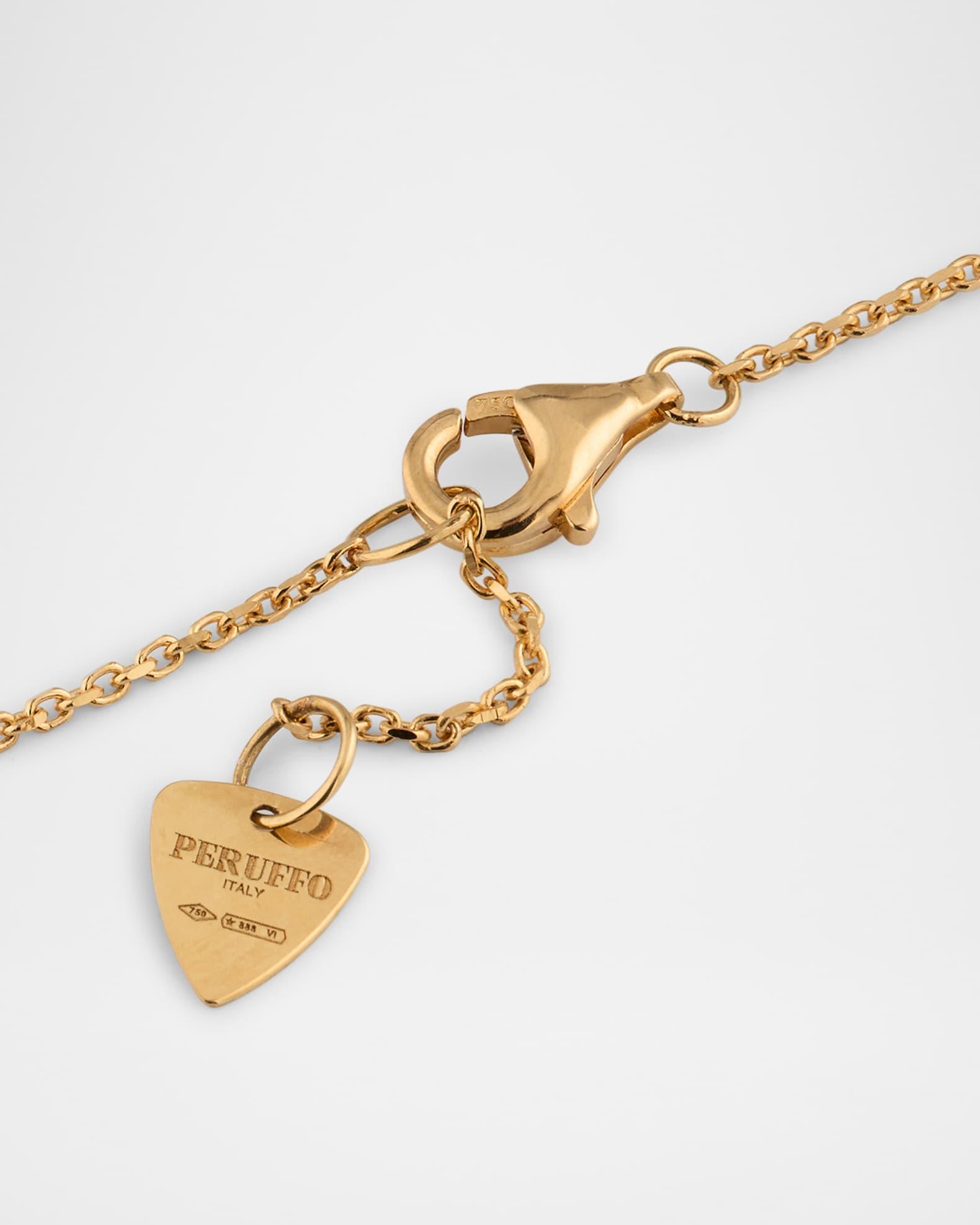 18K Yellow Gold Triangular Pendant Necklace with Diamonds Product Image