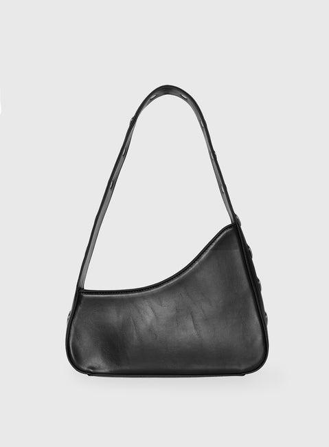 Popular Slanted Shoulder Bag Black Product Image