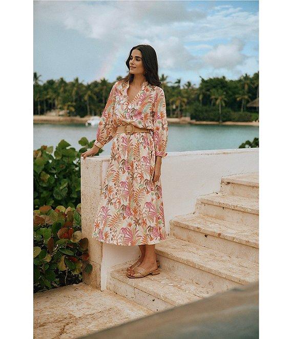 J.McLaughlin Jungle Melody Split V-Neck Bracelet Sleeve Blouse Product Image