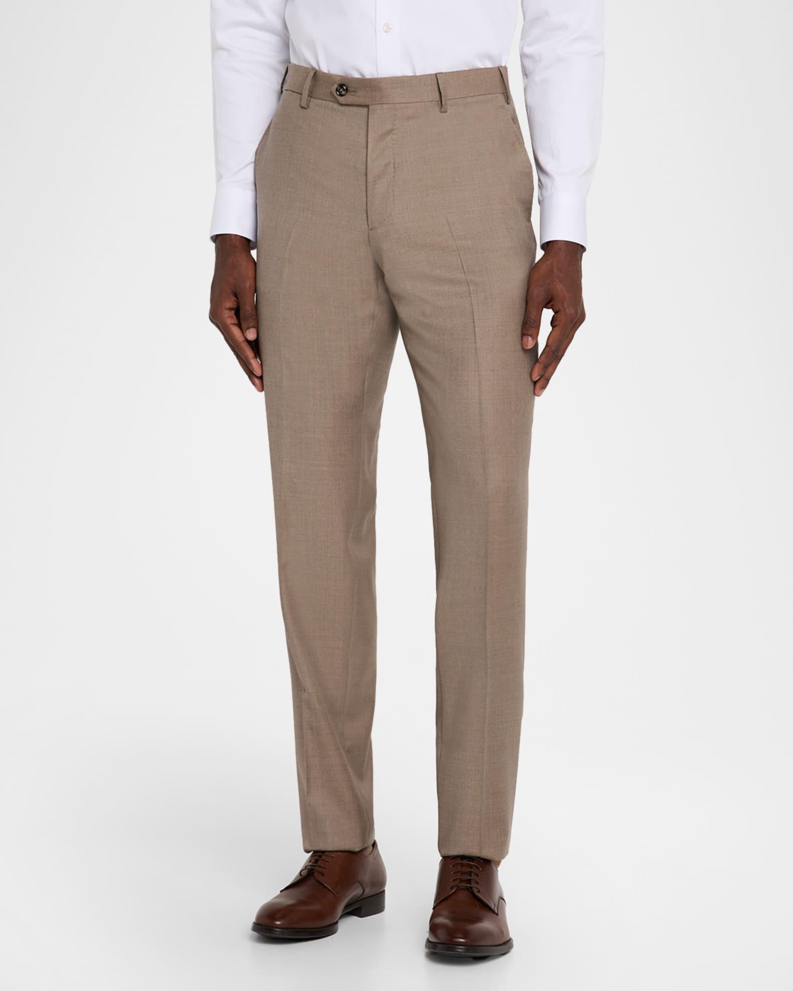 Men's Wool Sharkskin Flat Front Trousers Product Image
