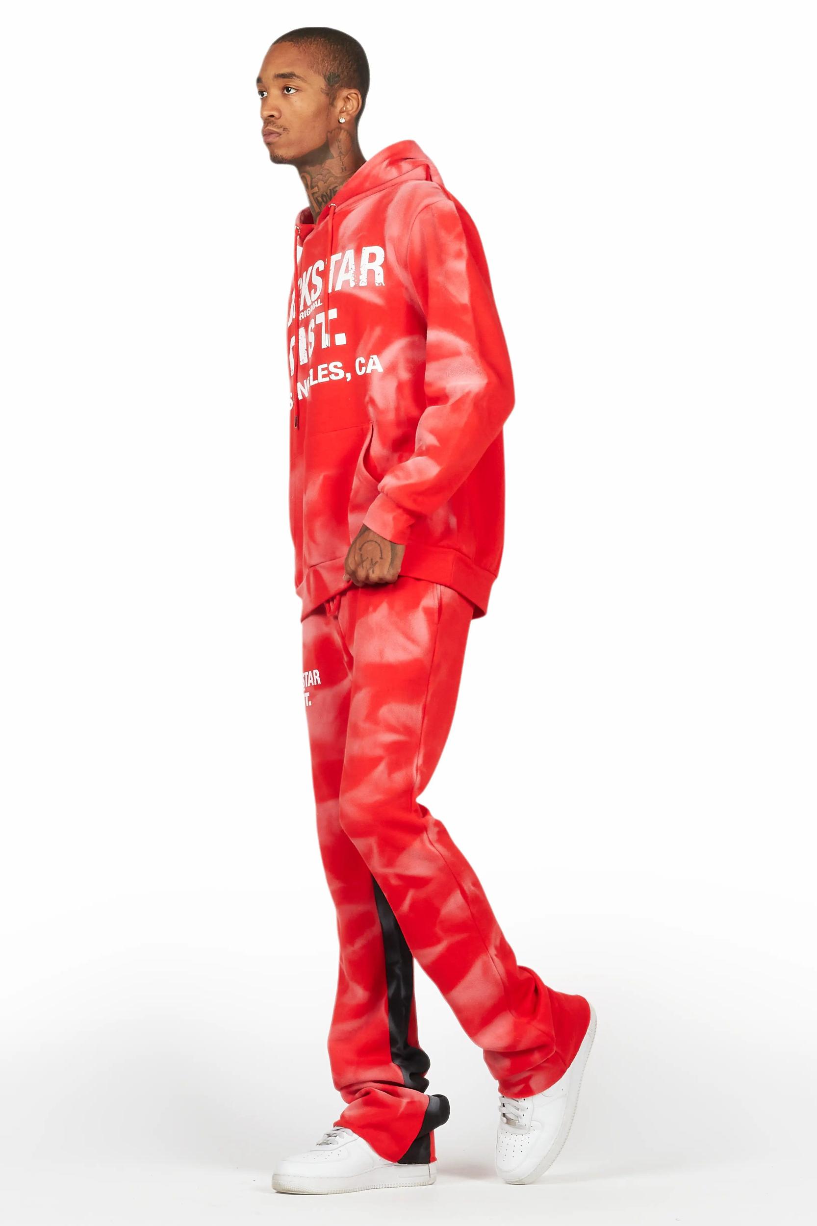 Nelly Red Hoodie/Baggy Track Pant Set Male Product Image