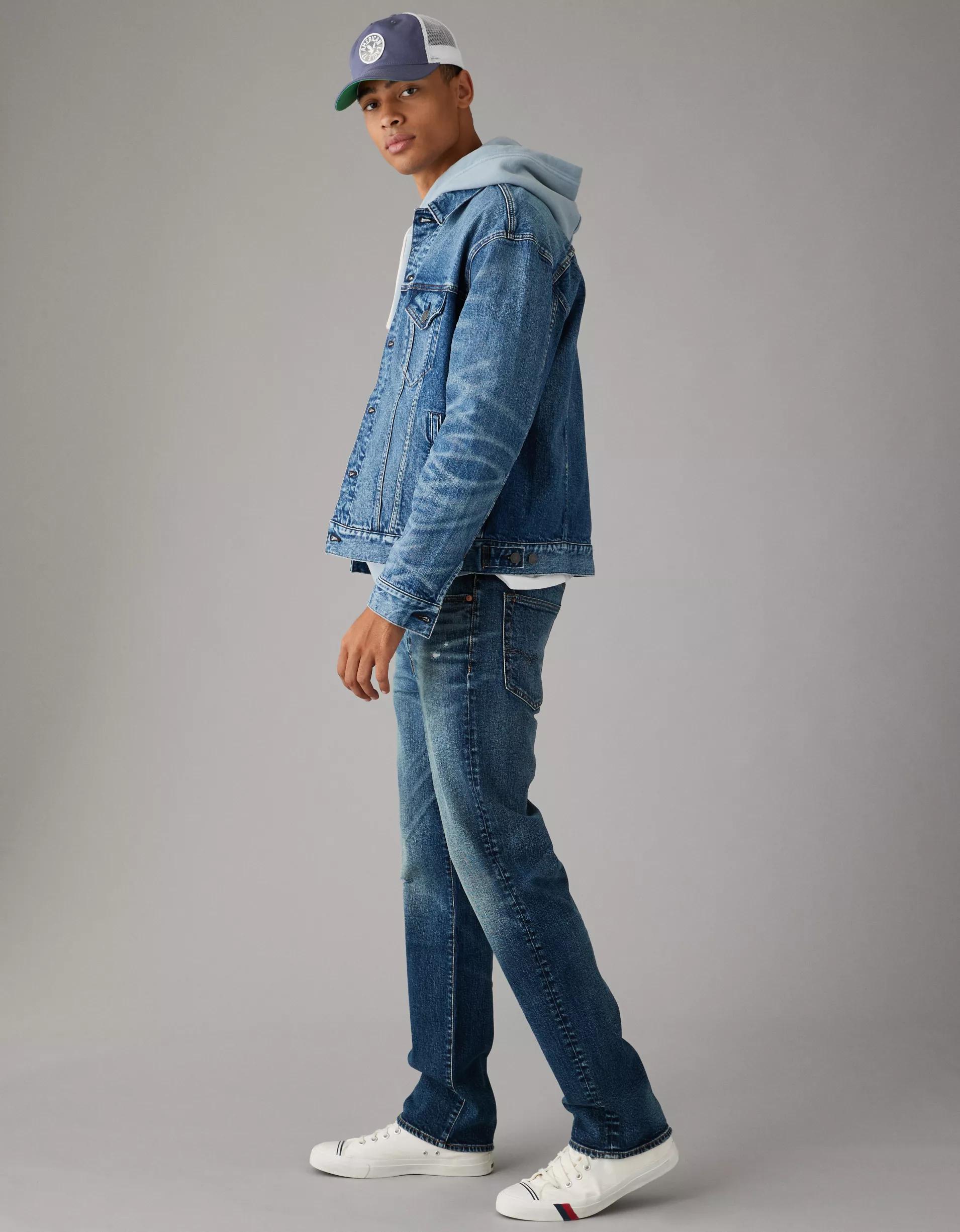 AE EasyFlex Distressed Relaxed Straight Jean Product Image