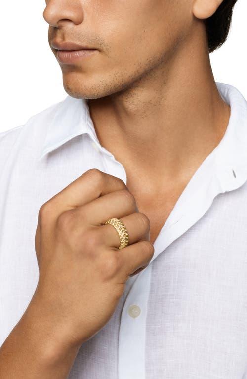 Mens Chevron Band Ring in 18K Yellow Gold with Diamonds, 8mm Product Image