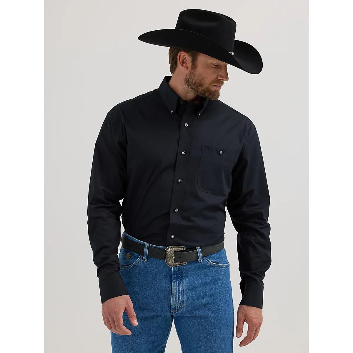 Men's George Strait & Wrangler® National Patriot™ Button Down Solid Shirt Product Image