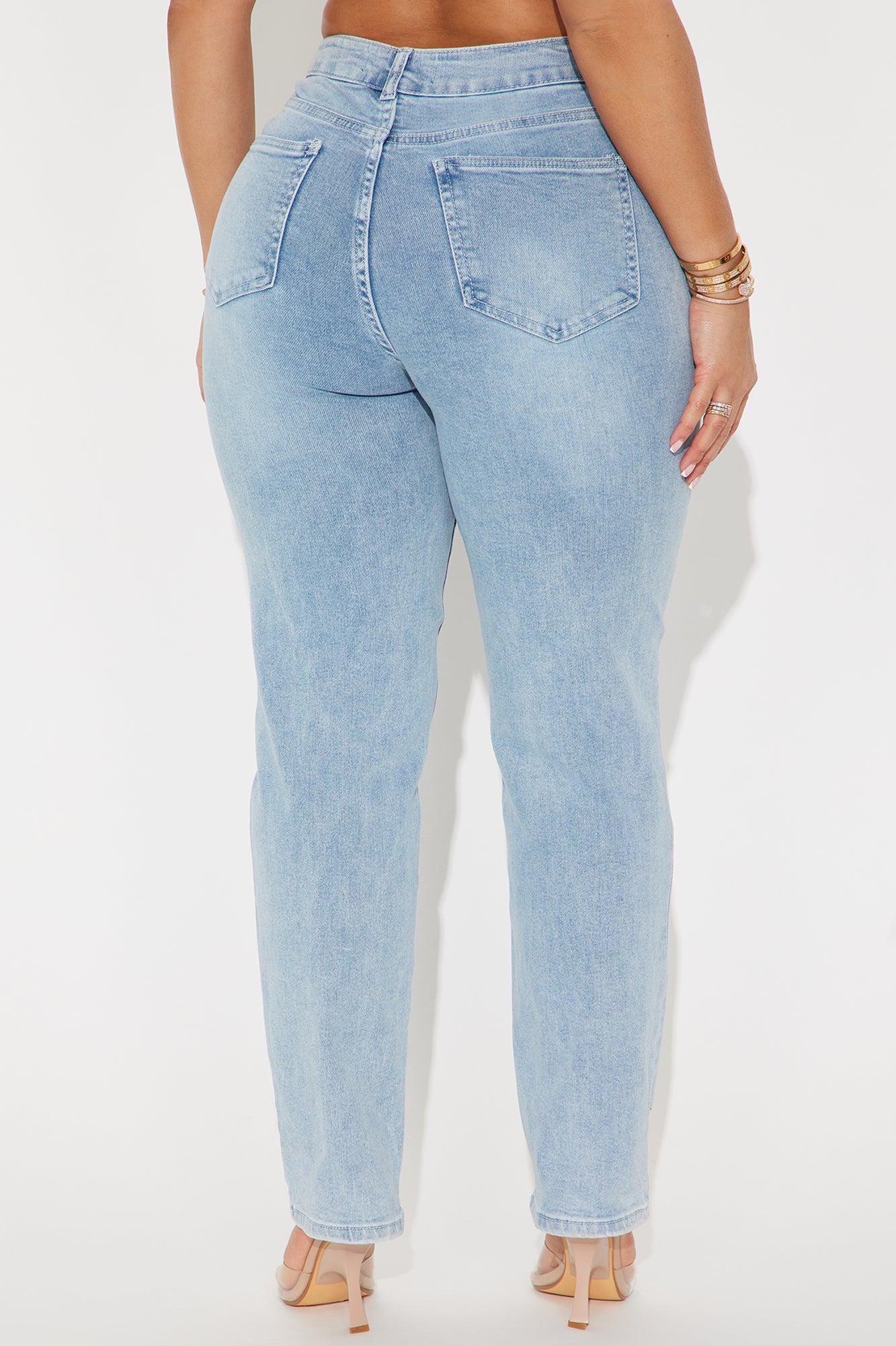 Emma Ripped Slim Straight Leg Jeans - Light Wash Product Image