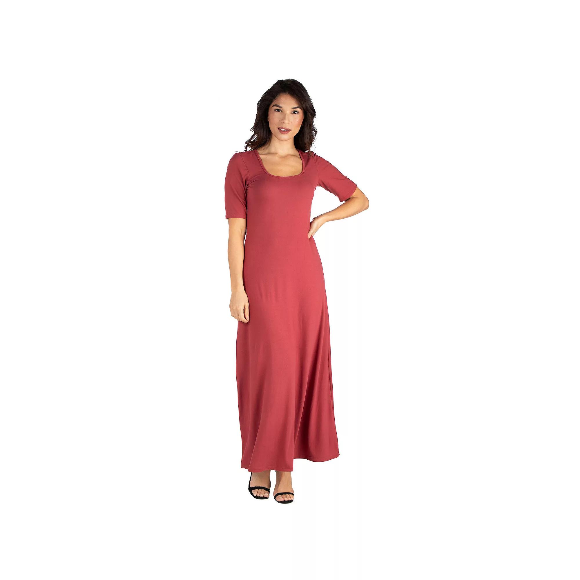 Women's 24seven Comfort Apparel Scoopneck Maxi Dress,  Product Image
