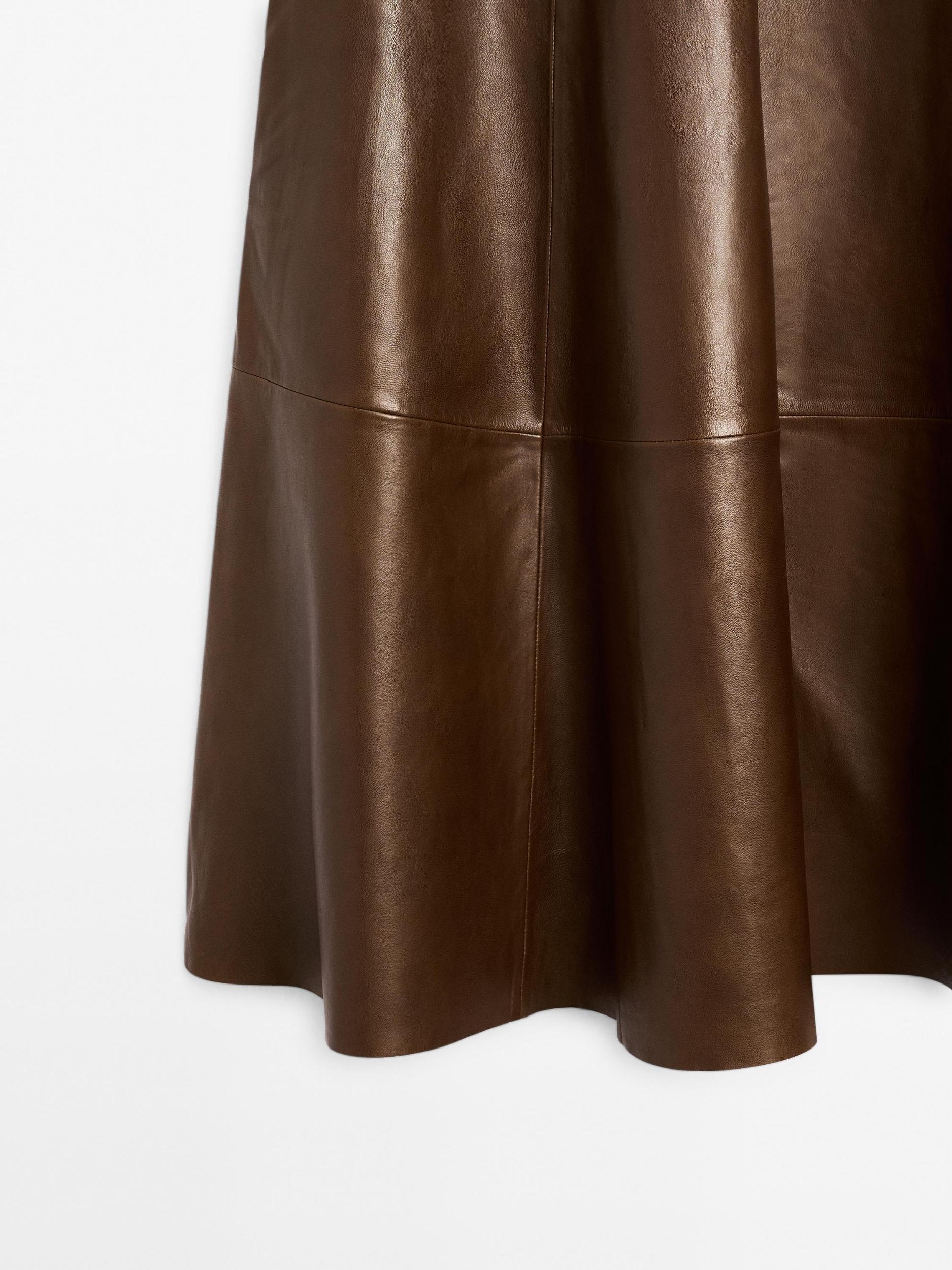 Nappa leather flared midi skirt Product Image