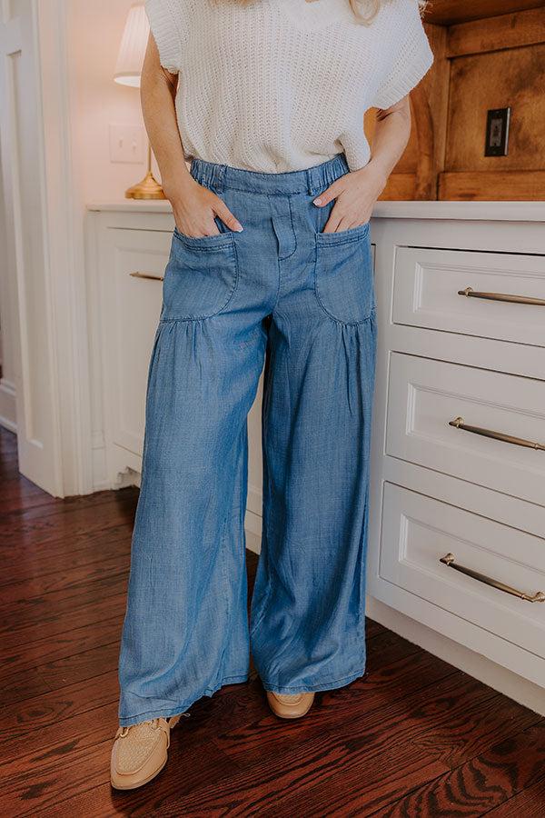 The Vivienne High Waist Wide Leg Chambray Pants Product Image