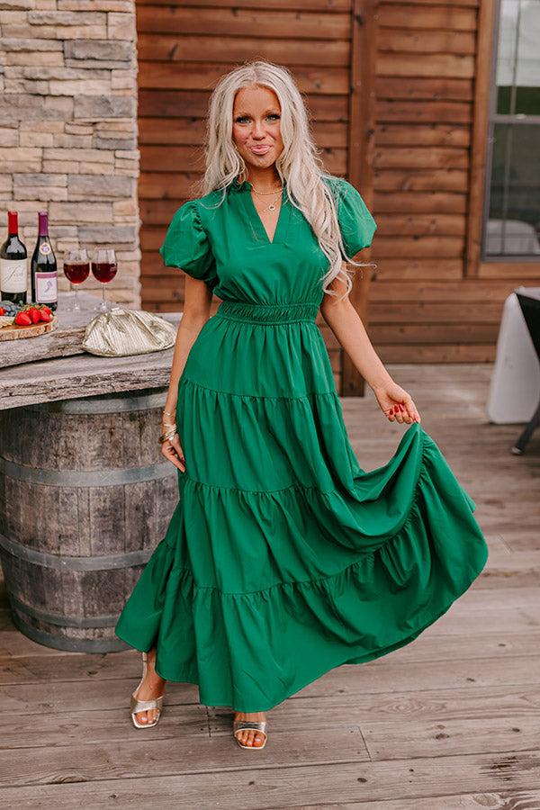 Simply Sweet Maxi Dress in Hunter Green Product Image
