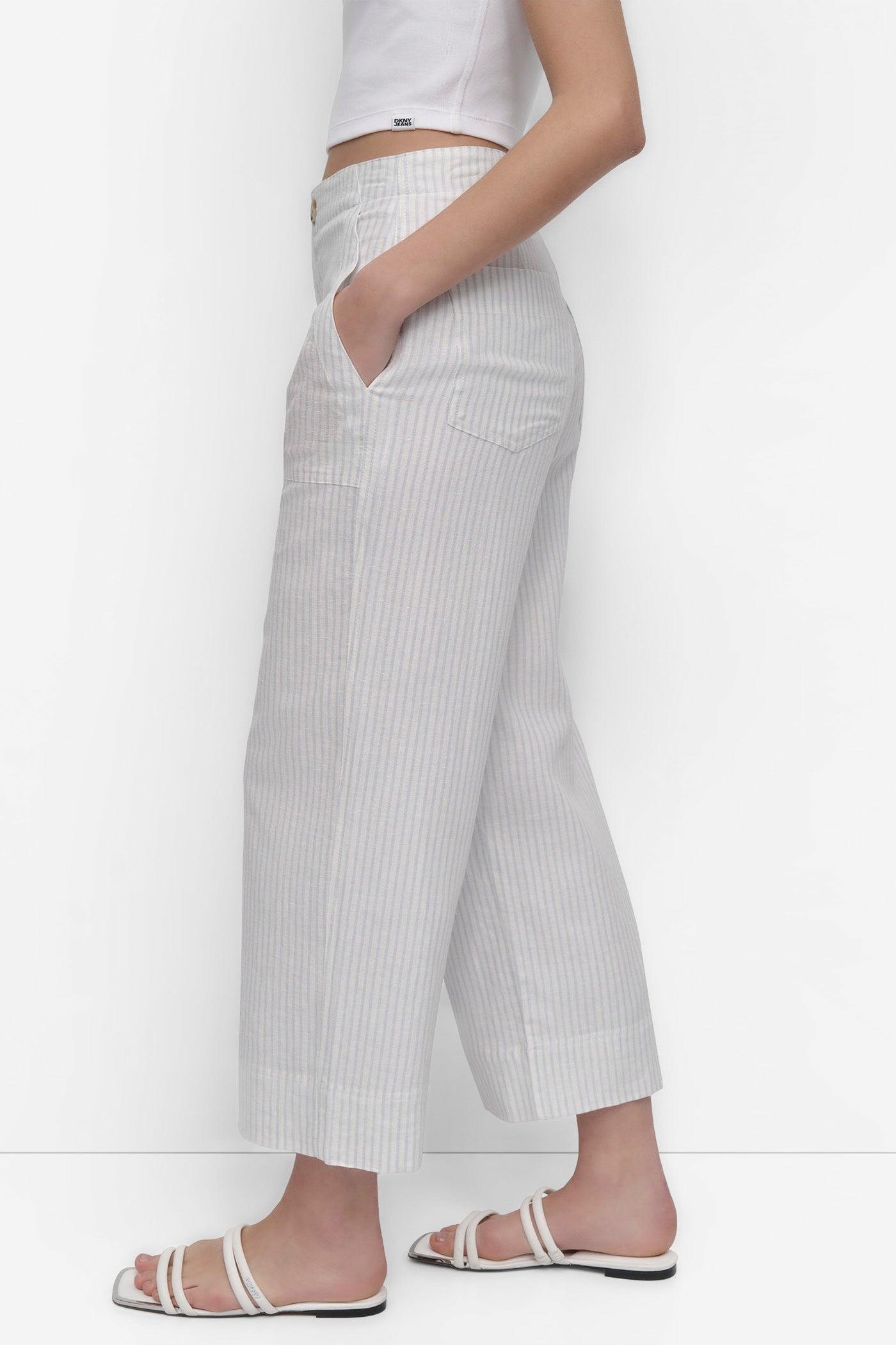 CROPPED WIDE LEG LINEN PANTS Product Image