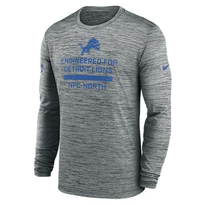 Detroit Lions Sideline Team Issue Velocity Nike Mens Dri-FIT NFL Long-Sleeve T-Shirt | 02EQ06G9J-QVX Product Image