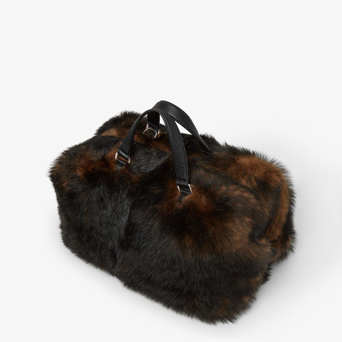 Medium Fendi Siesta Black and brown shearling bag Product Image