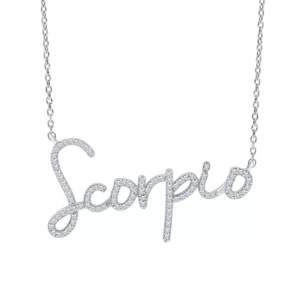 Irena Park Sterling Silver 1/3 Carat T.W. Diamond Zodiac Script Pendant Necklace, Women's, Size: 18", Scorpio Product Image