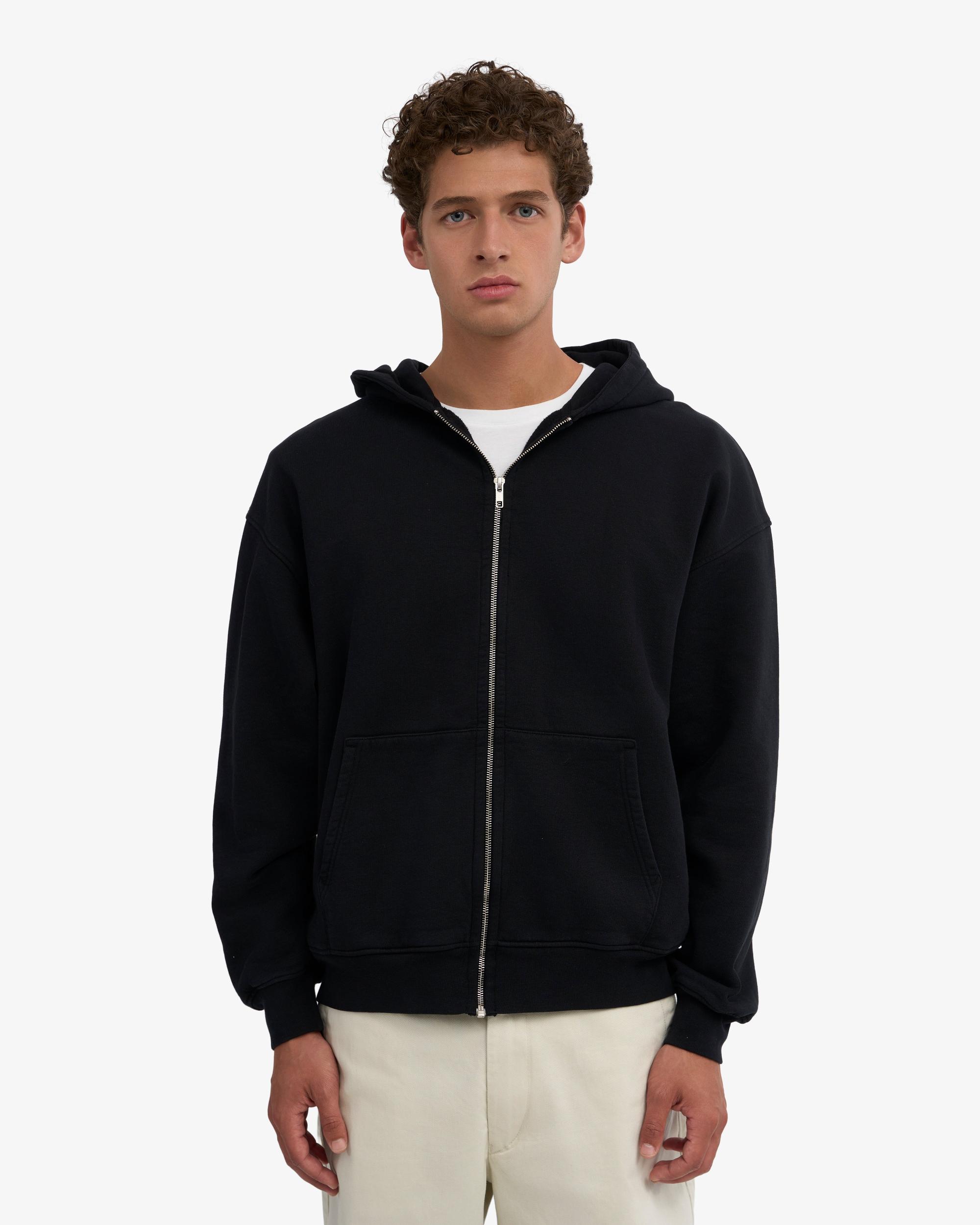 Organic Oversized Zip Hood - Deep Black Product Image