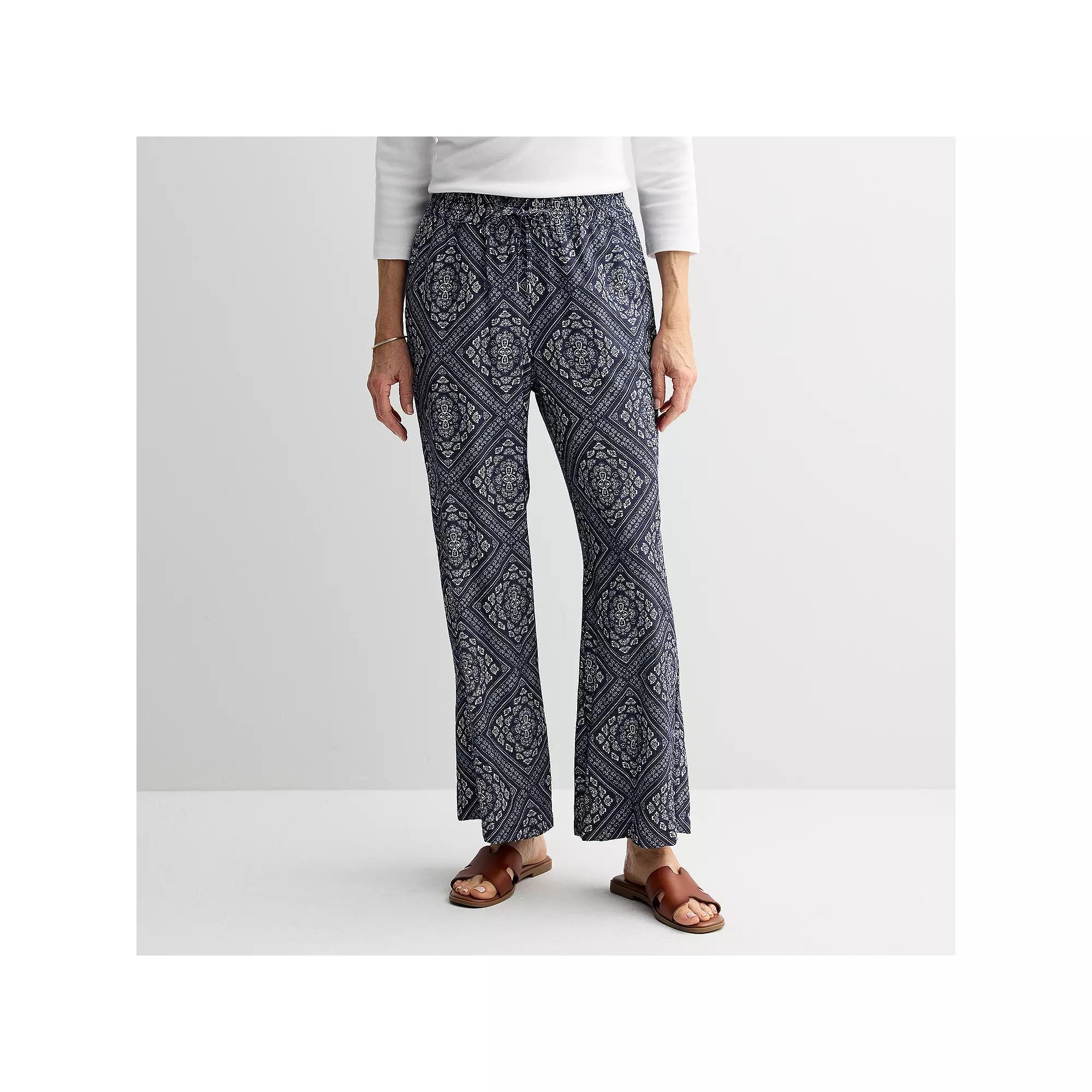 Womens Croft & Barrow Relaxed Fit Pull-On Pants Blue Small Scarf Product Image