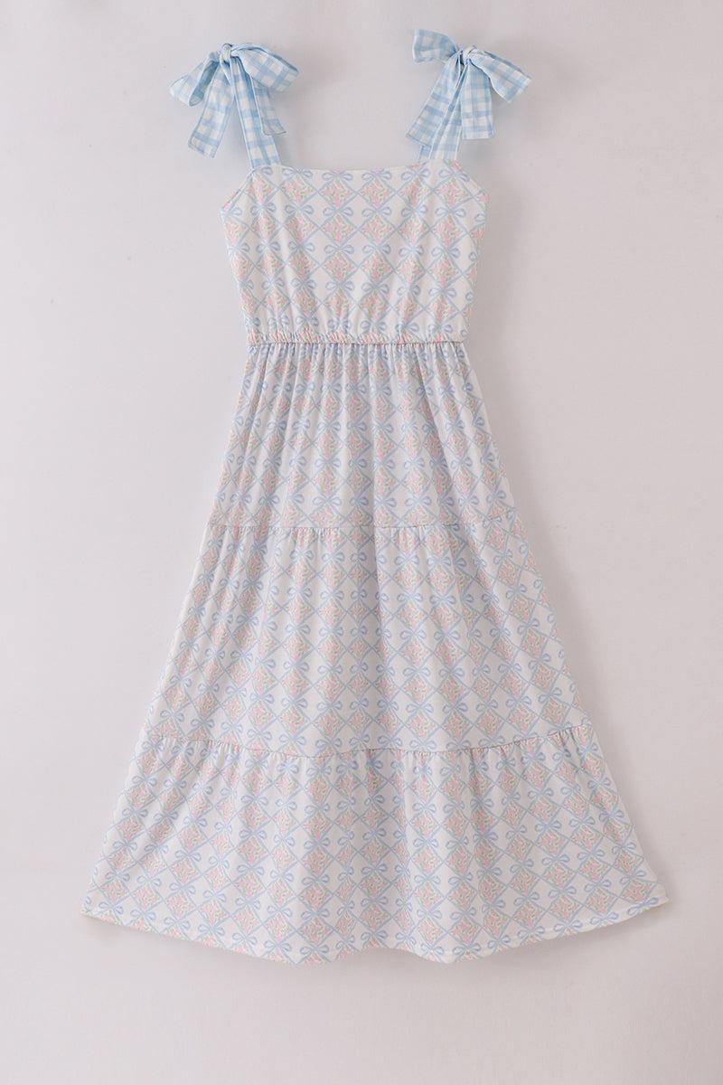 Bow applique print mom&me dress Product Image