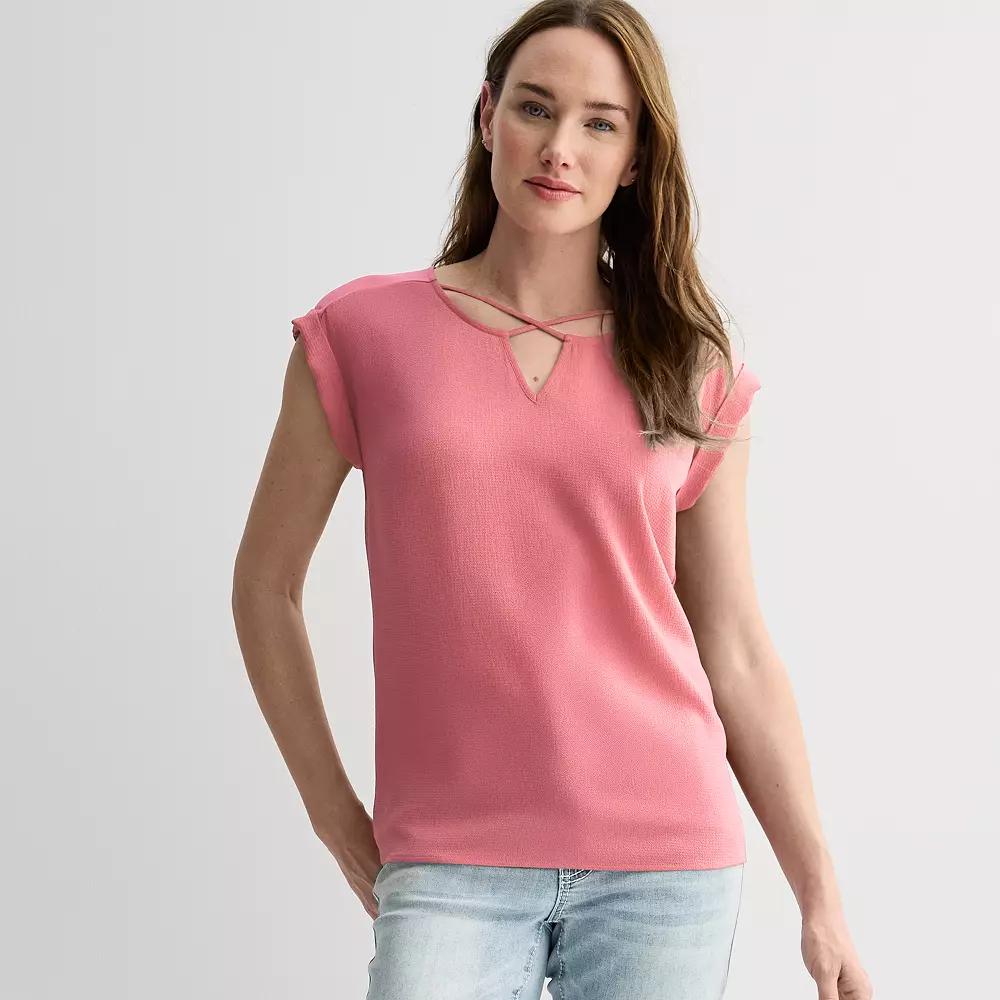 Womens Apt. 9 Lattice Neck Top Product Image