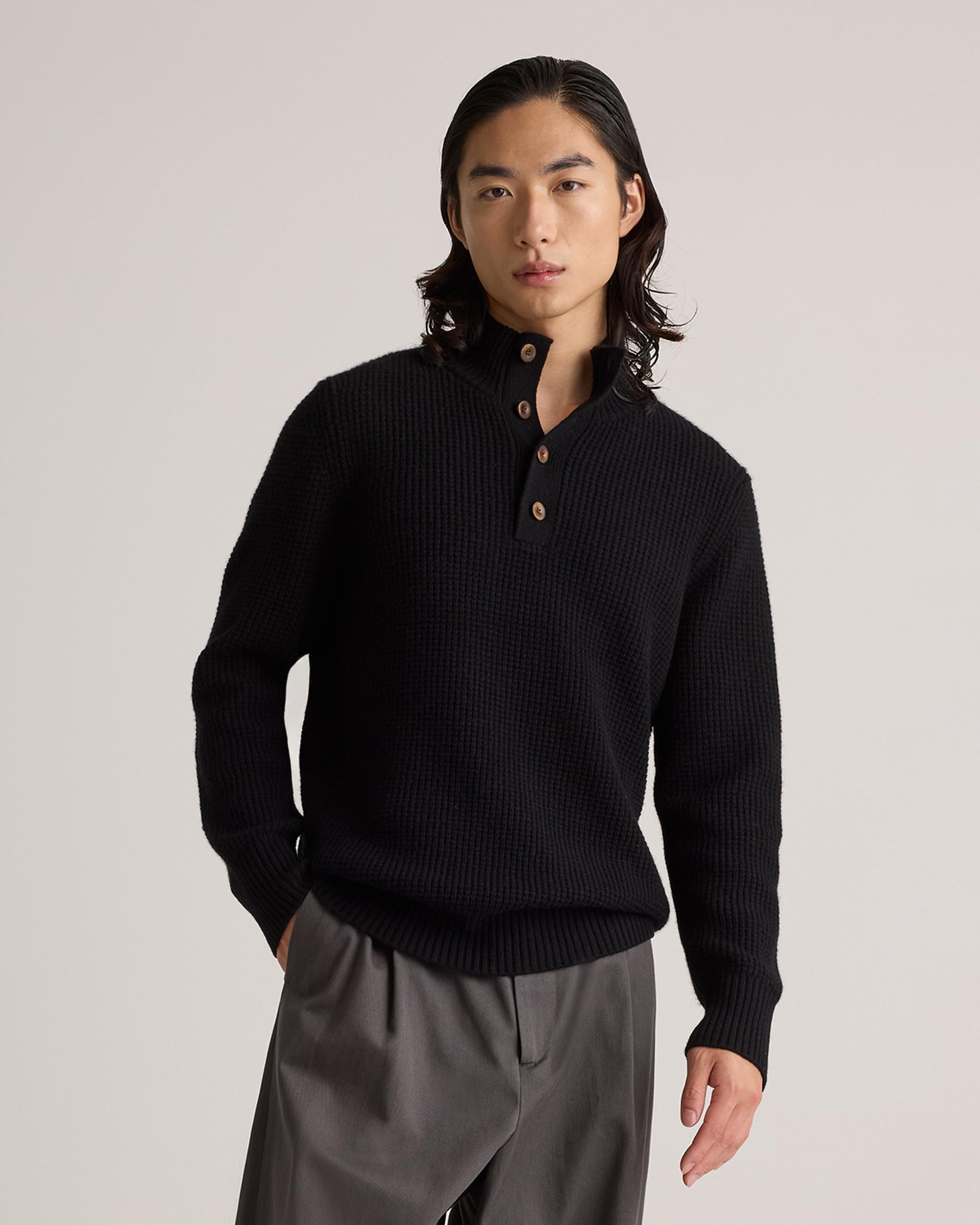 Quince | Men's Mongolian Cashmere Waffle Quarter Button Sweater Product Image