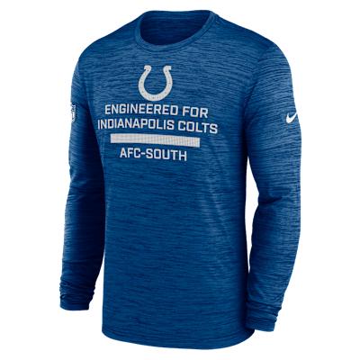 Indianapolis Colts Sideline Team Issue Velocity Nike Mens Dri-FIT NFL Long-Sleeve T-Shirt | 02EQ4LB98-QVX Product Image