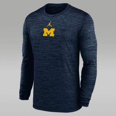 Michigan Sideline Velocity Men's Jordan Brand Dri-FIT College Long-Sleeve T-Shirt Product Image