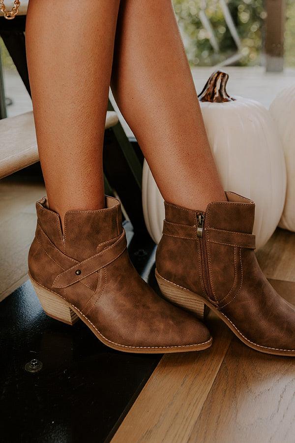 The Fed Up Faux Leather Bootie in Brown Product Image