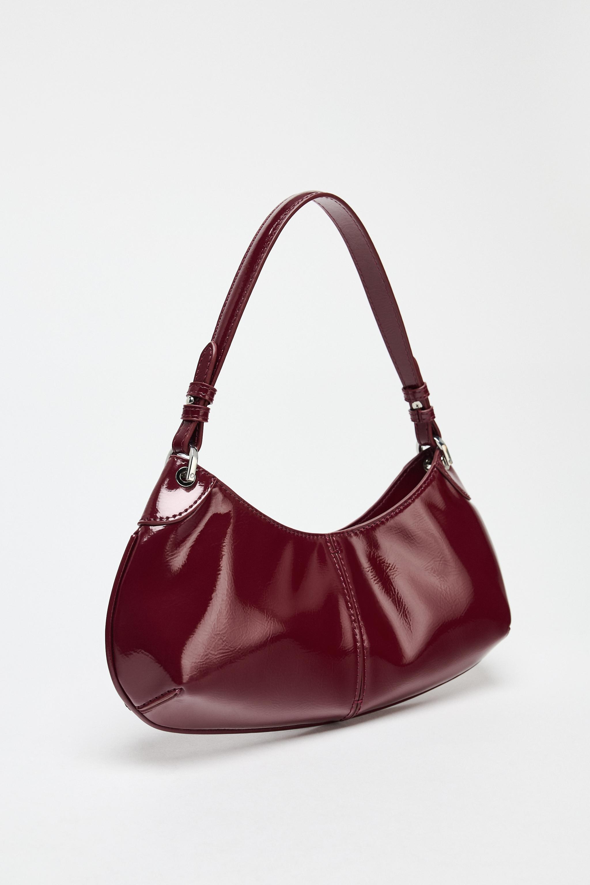 FAUX PATENT LEATHER FINISH SHOULDER BAG Product Image