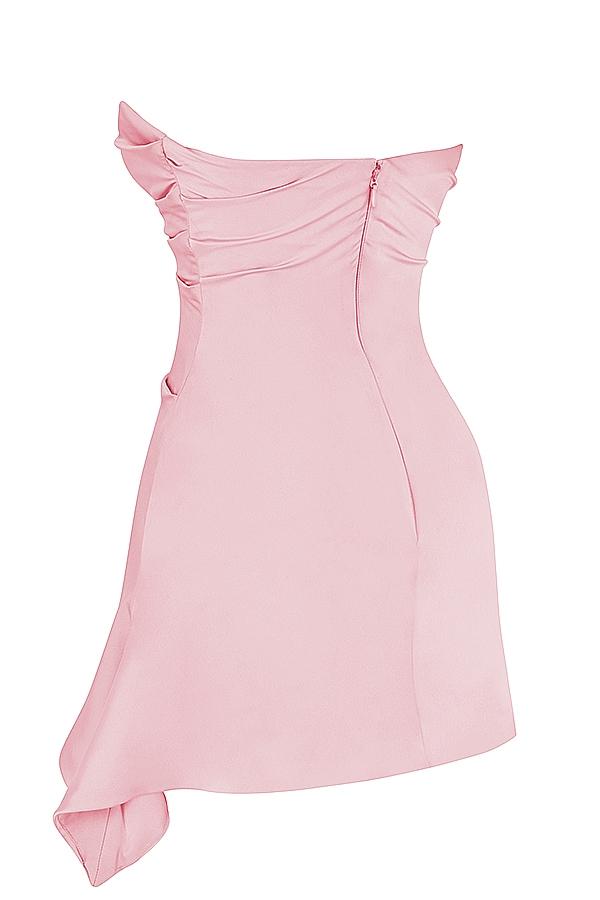 Jasmine  rose pink draped strapless corset dress Product Image