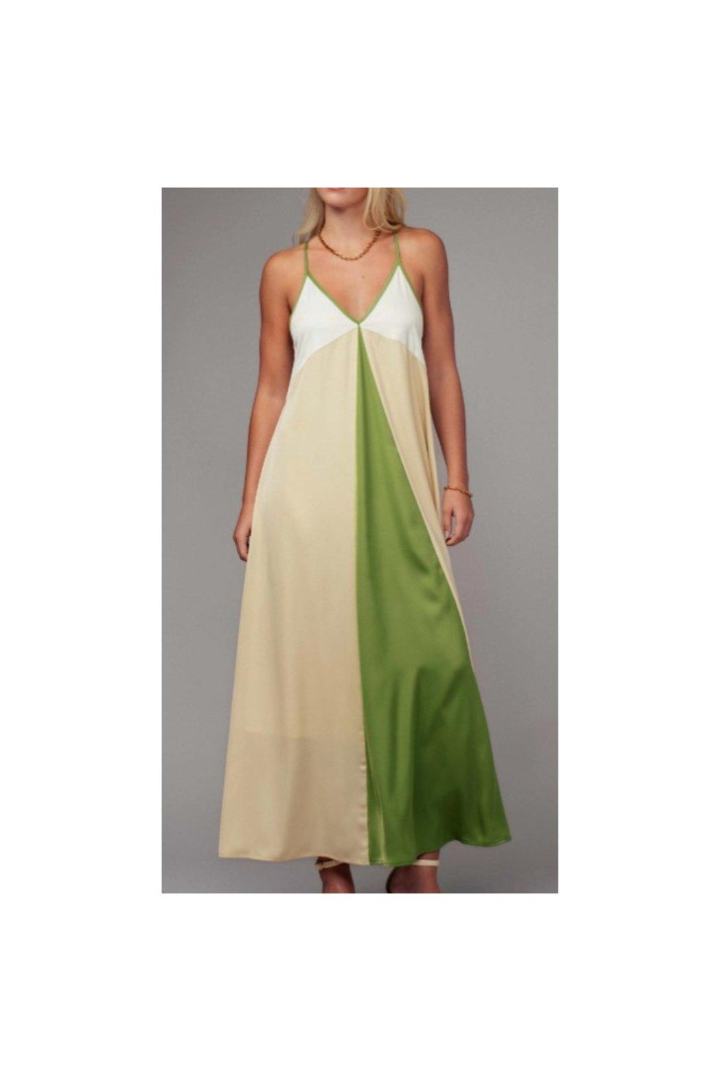 Colorblock Satin Empire Dress Product Image